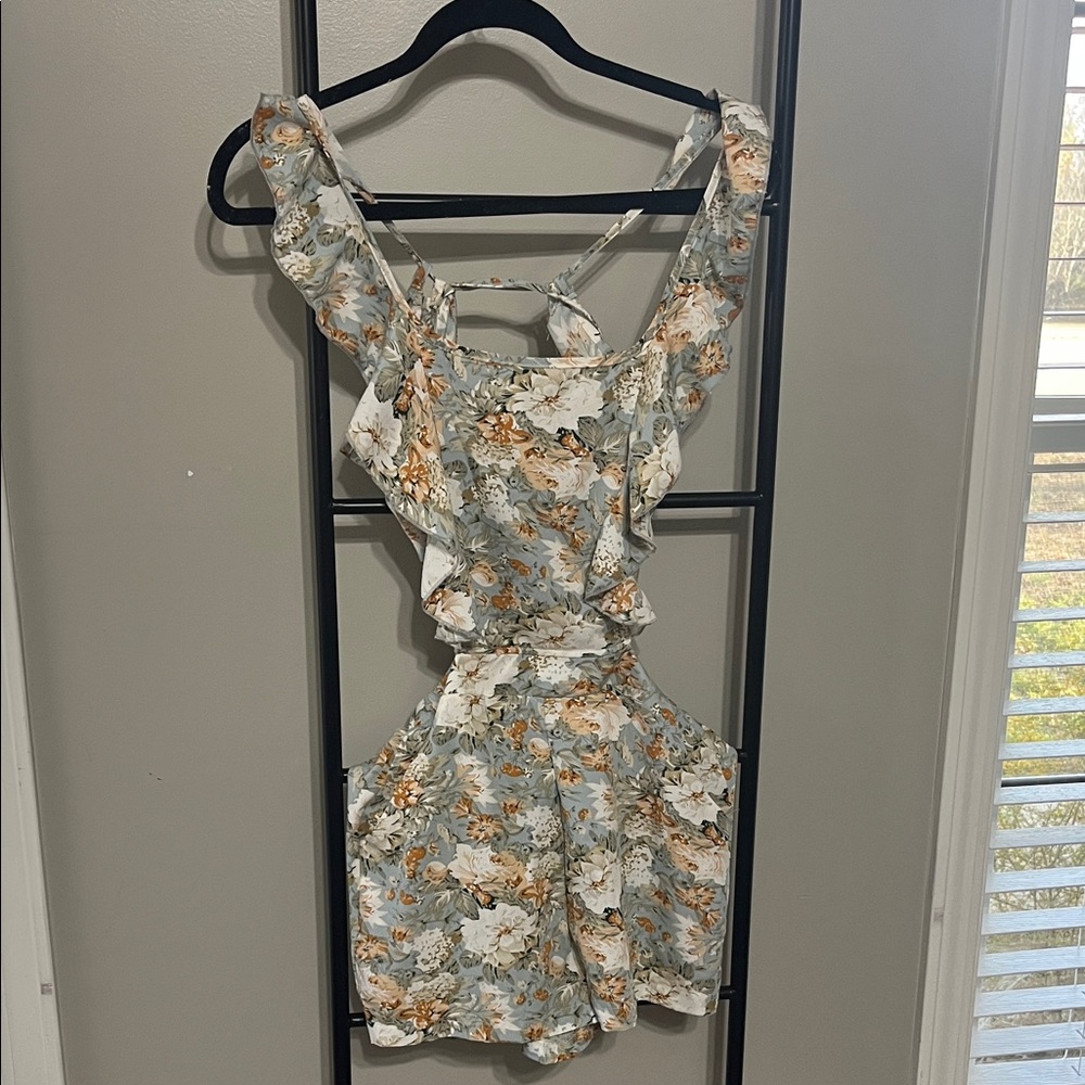 SHEIN Blue and Orange Floral Dress